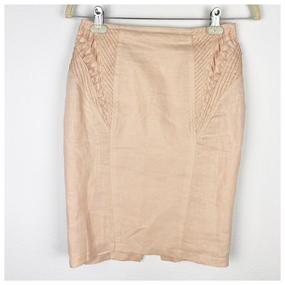 vintage IIF Peach‎ linen Pencil skirt Size 10​​​​​